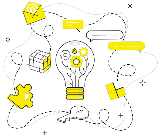 Man working on innovative idea  Illustration