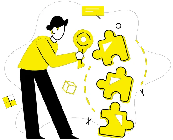 Man working on innovative idea  Illustration