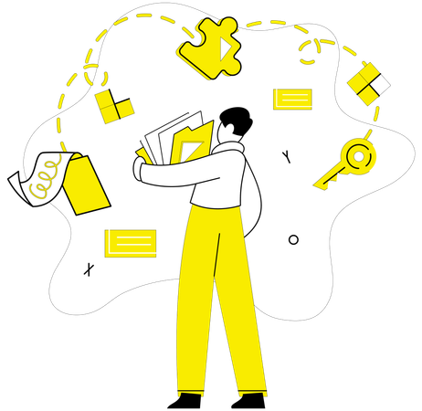 Man working on innovative idea  Illustration