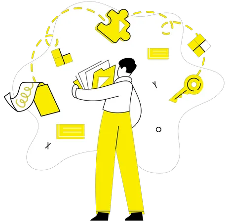 Man working on innovative idea  Illustration