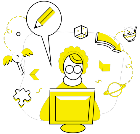 Man working on innovative idea  Illustration