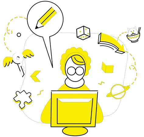 Man working on innovative idea  Illustration
