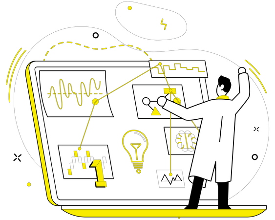 Man working on innovative idea  Illustration