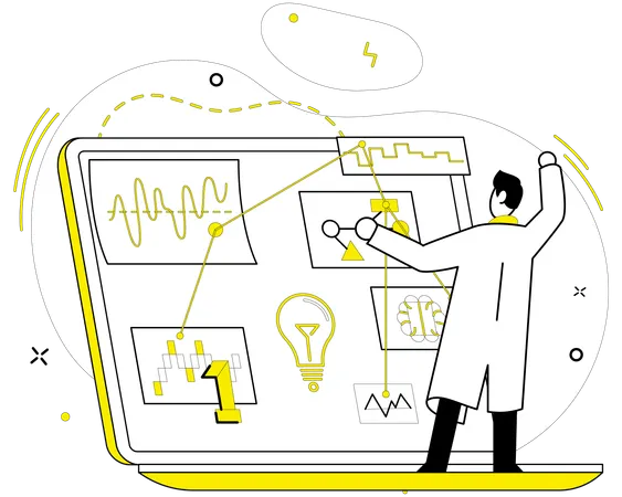 Man working on innovative idea  Illustration