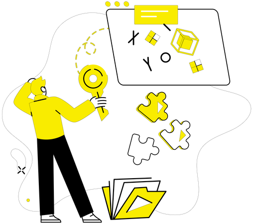 Man working on innovative idea  Illustration