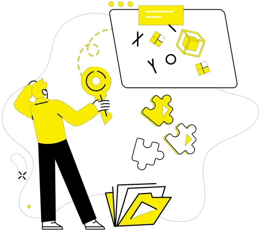 Man working on innovative idea  Illustration