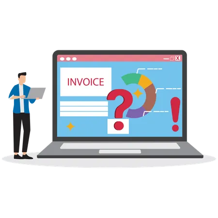 Man working on Invoice Generation System  Illustration