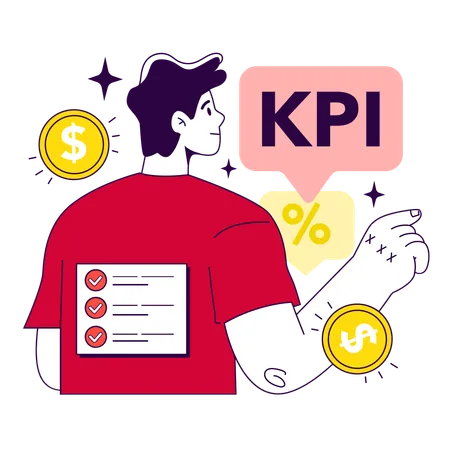 Key Performance Indicators KPI Is An Indicator To Measure Employee Efficiency Testing Form To Report Worker Performance Staff Management And Development Flat Vector Illustration Illustration