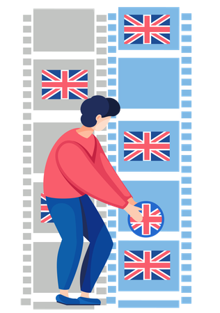 Man working on language courses  Illustration