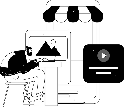 Man working on laptop  Illustration