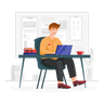 man working on computer png