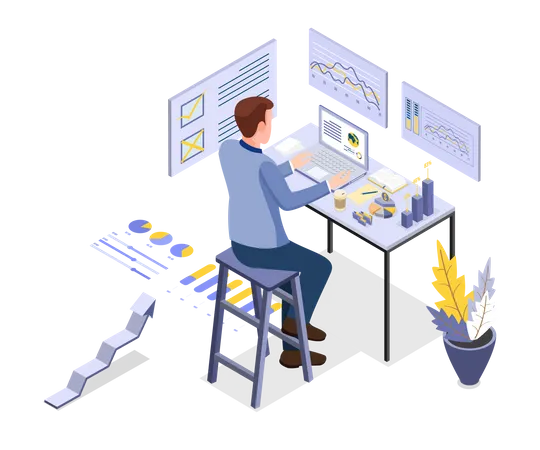 Working At Home Coworking Space Concept Illustration Young People M D N Freelancers Working On Laptops And Computers At Home Vector Isometric Style Illustration Illustration