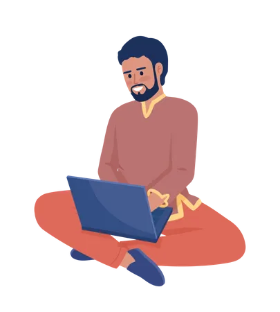 Man working on laptop Illustration