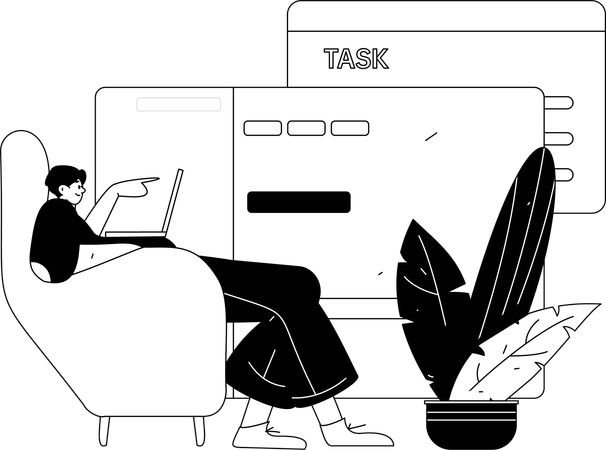 Man working on laptop and checking mail  Illustration