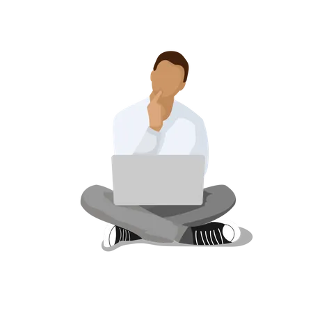 Man working on laptop from home Illustration