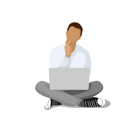 Man working on laptop from home  Illustration