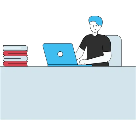 Man working on laptop  Illustration