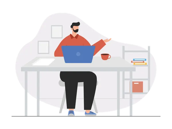 Man working on laptop  Illustration