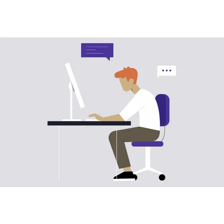 Man working on laptop  Illustration