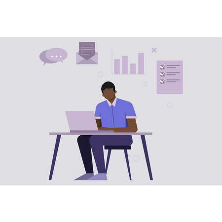 Man working on laptop  Illustration