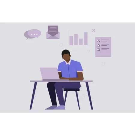 Man working on laptop  Illustration