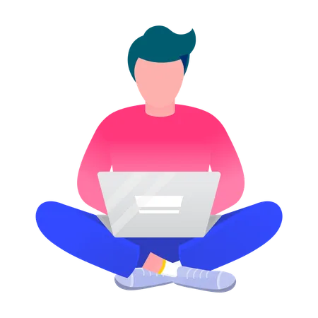 Man working on laptop  Illustration