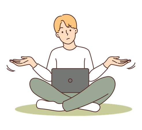 Man working on laptop  Illustration