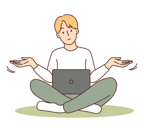 Man working on laptop  Illustration