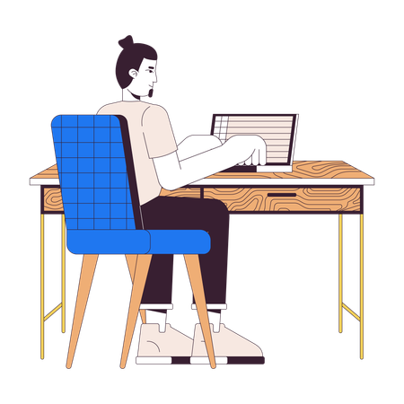 Man working on laptop  Illustration