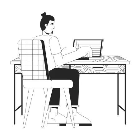 Man working on laptop  Illustration