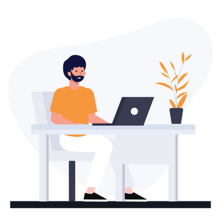 Man working on laptop  Illustration