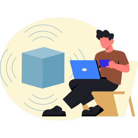 Man working on laptop  Illustration