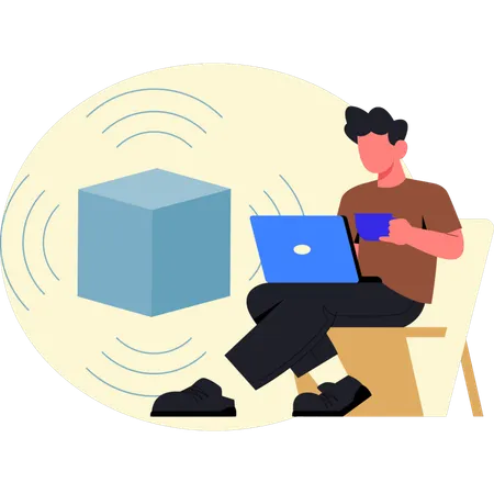 Man working on laptop  Illustration