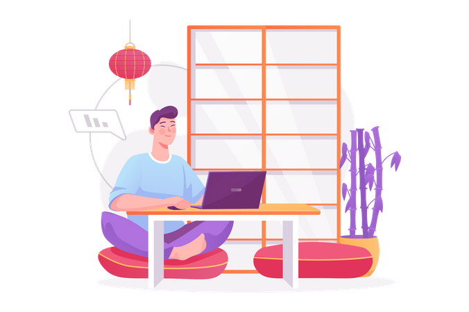 Man working on laptop  Illustration