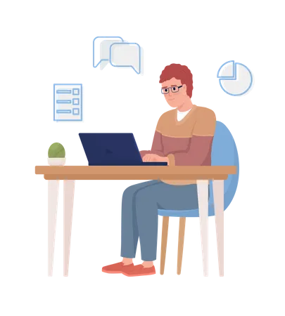 Man working on laptop  Illustration