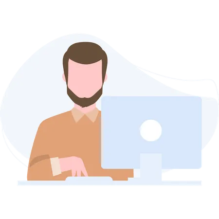 Man working on laptop  Illustration