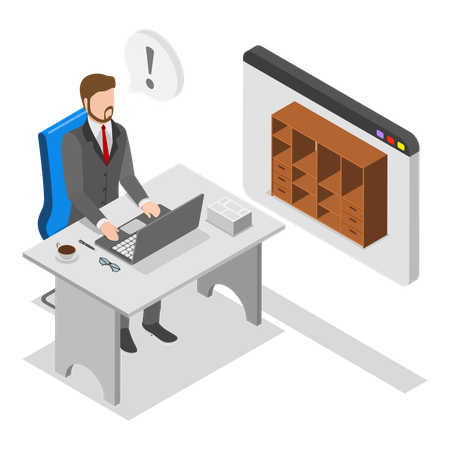 Man working on laptop  Illustration