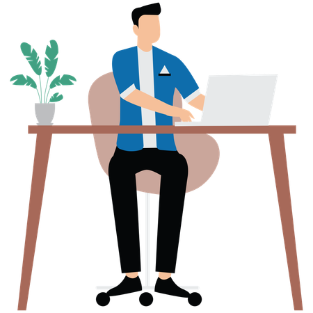 Man working on laptop  Illustration