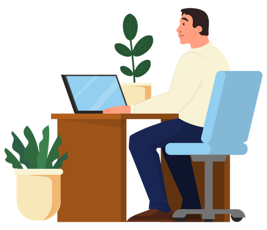 Man working on laptop  Illustration