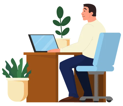 Man working on laptop  Illustration