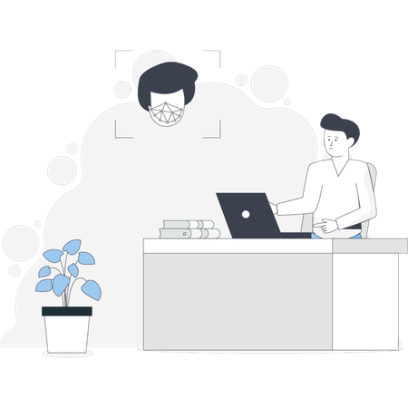 Man working on laptop  Illustration