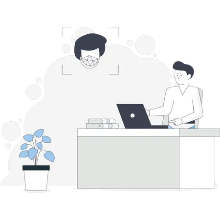 Man working on laptop  Illustration