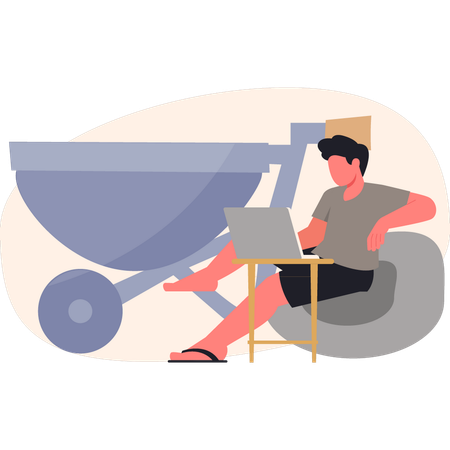 Man  working on laptop  Illustration