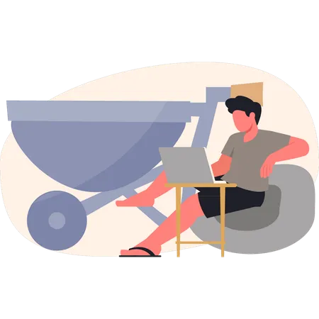 Man  working on laptop  Illustration