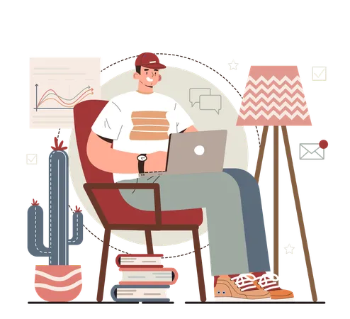 Man working on laptop  Illustration