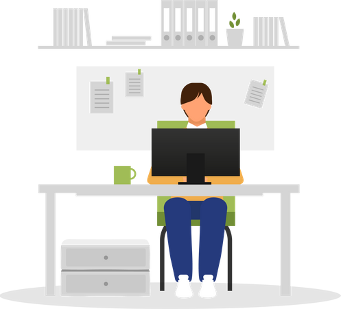 Man working on laptop  Illustration