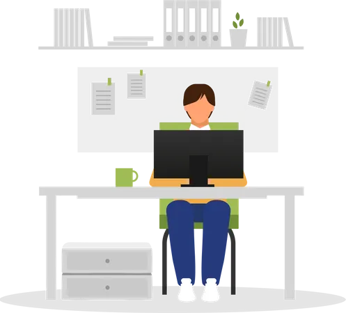 Man working on laptop  Illustration