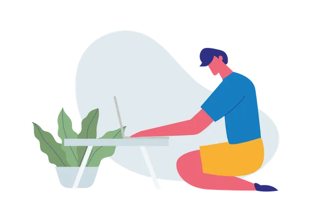 Man working on laptop  Illustration