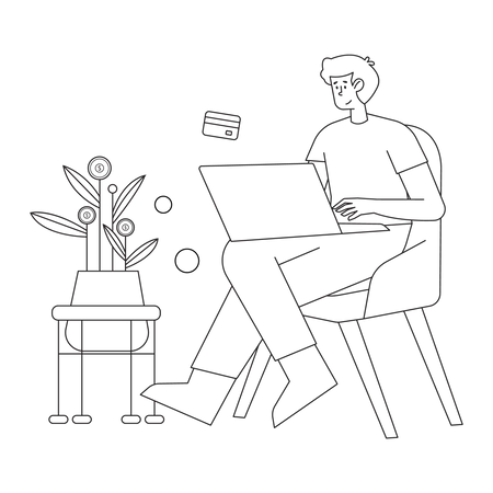 Man working on laptop  Illustration