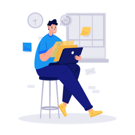 Man working on laptop  Illustration